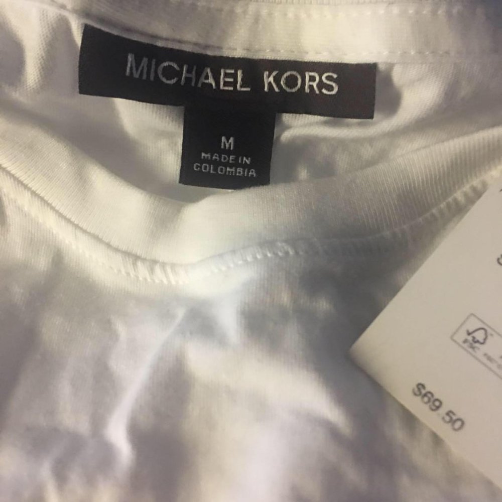 MICHAEL KORS MENS Logo Cotton T-Shirt White Size M